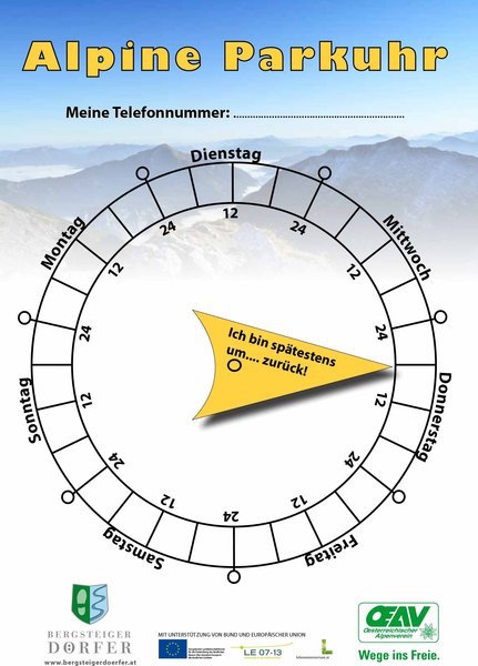 Die Alpine Parkuhr für Tourengeher © www.alpenverein.at